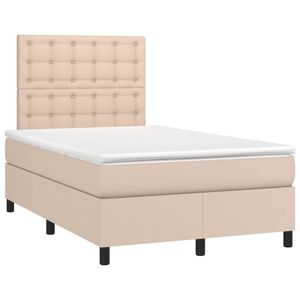 vidaXL Pat box spring cu saltea, cappuccino, 120x190cm piele ecologică