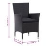 vidaXL Set mobilier de exterior, 9 piese, negru, poliratan
