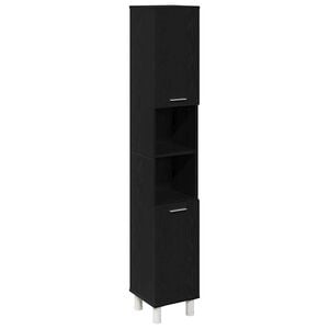 vidaXL Dulap de Baie Stejar Negru 30 x 30 x 179 cm Lemn compozit