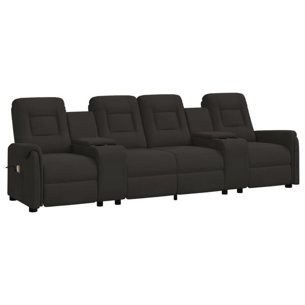 vidaXL Fotoliu rabatabil de masaj, 4 locuri și suport de pahare, negru