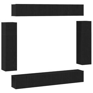 vidaXL Set comodă TV Pe perete 8 pcs Stejar Negru Lemn compozit