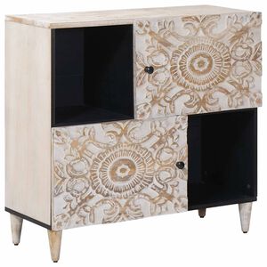 vidaXL Bufet cu depozitare Alb 80 x 33,5 x 75 cm Lemn de mango solid