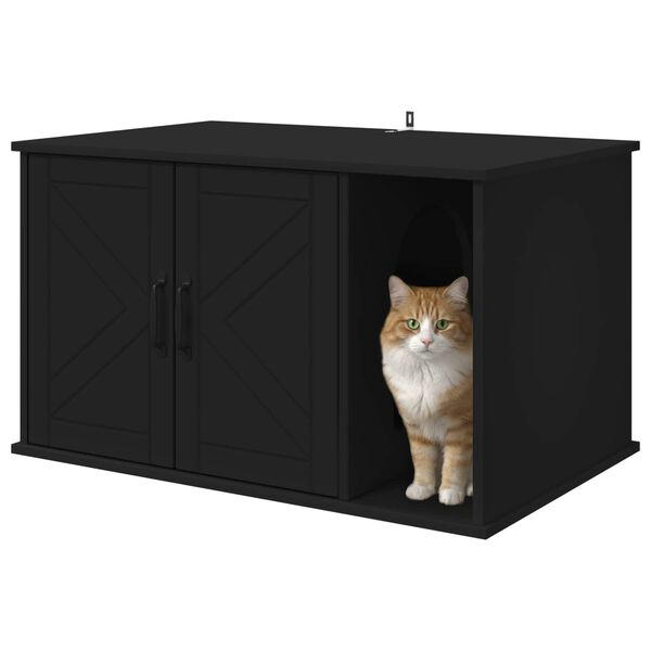 vidaXL Casa pentru pisici Negru 85 x 55 x 50 cm Lemn compozit