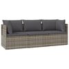 vidaXL Set mobilier de grădină cu perne, 3 piese, gri, poliratan