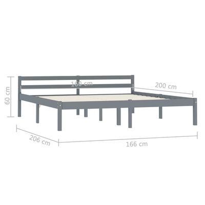 vidaXL Cadru de pat, gri, 160 x 200 cm, lemn masiv de pin