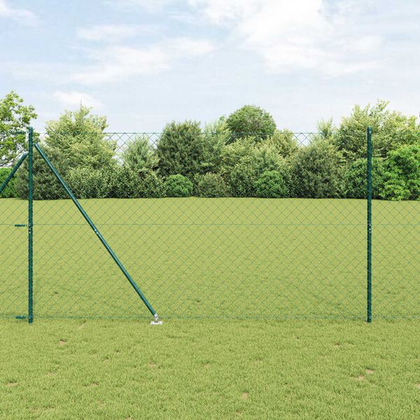 vidaXL St&acirc;lp de gard. Verde 10 x 1,6 m (plasă 60 x 60 mm) Oțel și PVC