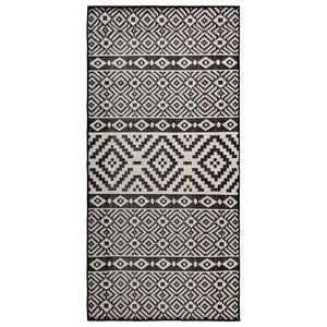 vidaXL Covor de exterior, dungi negre, 80x150 cm, țesătură plată