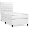 vidaXL Pat box spring cu saltea, alb, 80x200 cm, piele ecologică