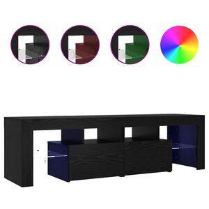 vidaXL Dulap TV cu LED stejar negru 140x36,5x40 cm lemn prelucrat