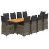 vidaXL Set bistro de grădină cu perne, 11 piese, gri, poliratan
