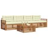 vidaXL Set de canapele de exterior cu pernă 5 pcs Natural și Crem