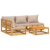 vidaXL Set mobilier de grădină cu perne gri taupe, 5 piese, lemn masiv
