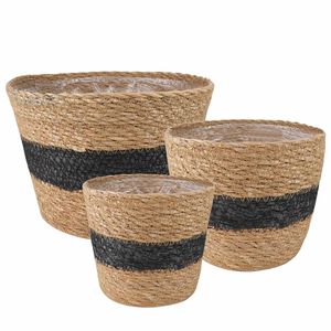 vidaXL 3 buc. Natural și Negru &Oslash;26 x 19 cm 100% Iarbă de mare