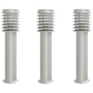 vidaXL Lămpi exterioare de podea 3 buc. argintiu 60 cm oțel inoxidabil