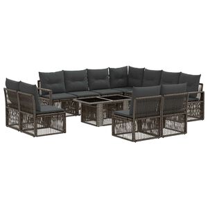 vidaXL Set de canapele pentru grădină 12 buc. Gri și gri &icirc;nchis