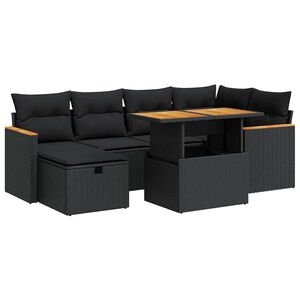 vidaXL Set mobilier de grădină cu perne, 8 piese, negru, poliratan