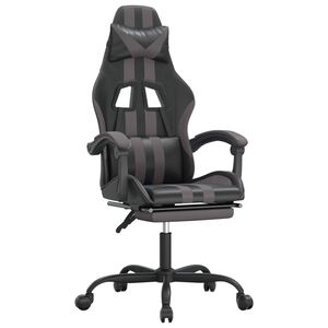 vidaXL Scaun de gaming pivotant/suport picioare negru/gri piele eco