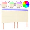 vidaXL Tăblie cu LED-uri, crem, 160x5x118/128 cm, piele ecologică