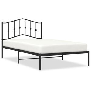 vidaXL Cadru de pat din metal cu tăblie, negru, 107x203 cm