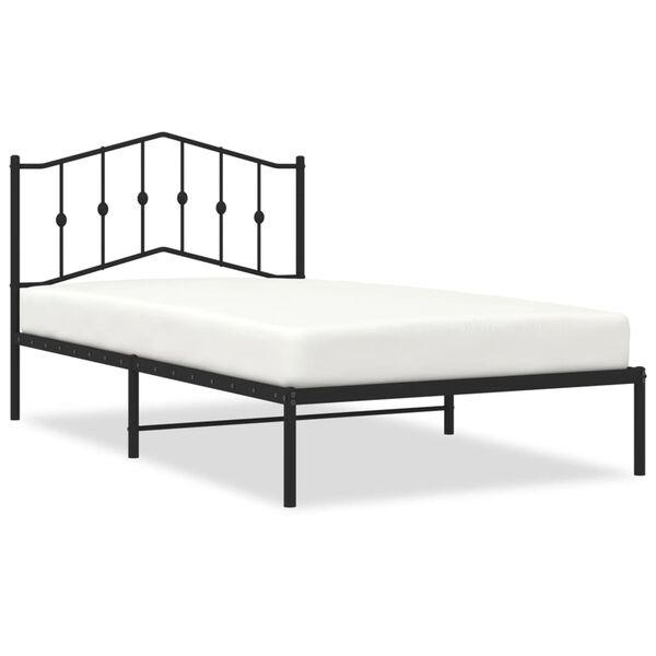 vidaXL Cadru de pat din metal cu tăblie, negru, 107x203 cm
