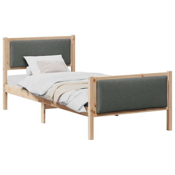 vidaXL Cadru de pat cu headboard Gri închis 90 x 200 cm țesătură