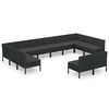 vidaXL Set mobilier de grădină cu perne, 12 piese, negru, poliratan