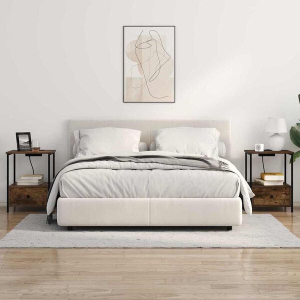 vidaXL Dulap de noapte Stejar fumuriu 42 x 41 x 56 cm Lemn compozit