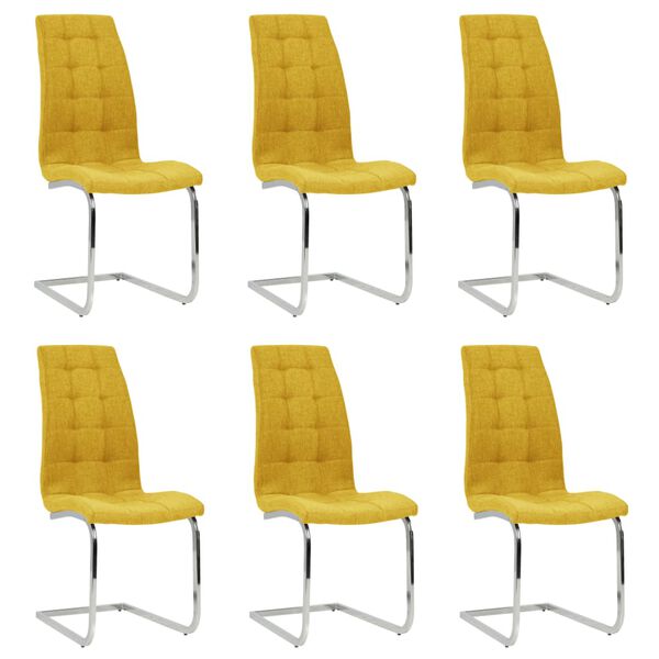 vidaXL Scaune de bucătărie consolă, 6 buc., galben, textil