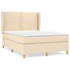 vidaXL Pat box spring cu saltea, crem, 140x200 cm, textil