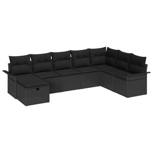 vidaXL Set de canapele pentru grădină 8 buc. Negru poliratan