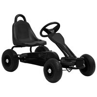 vidaXL Mașinuță kart cu pedale și roți pneumatice, negru