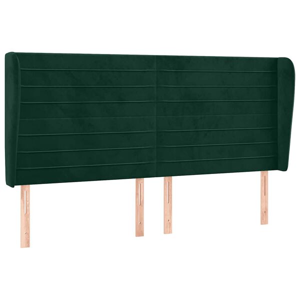 vidaXL Tăblie pat cu aripioare verde &icirc;nchis 183x23x118/128 cm catifea
