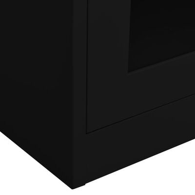 vidaXL Dulap de birou, negru, 90x40x180 cm, oțel/sticlă securizată