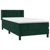 vidaXL Pat box spring cu saltea, verde &icirc;nchis, 90x200 cm, catifea