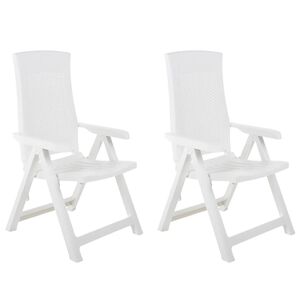 vidaXL Scaune pliabile rabatabile, 2 buc., plastic, alb