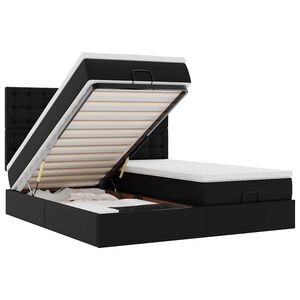 vidaXL Cadru de pat otoman saltele Negru 180x200cm piele artificială