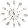 vidaXL Ceas de perete model lingură/furculiță argintiu 31 cm aluminiu