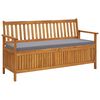 vidaXL Bancă depozitare de grădină cu pernă, 148 cm, lemn de acacia