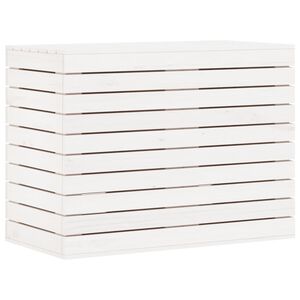vidaXL Coș de rufe, alb, 88,5x44x66 cm, lemn masiv de pin