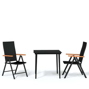 vidaXL Set mobilier de grădină, 3 piese, negru
