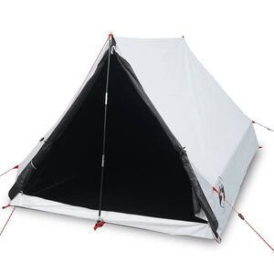 vidaXL Cort camping formă A 2 persoane alb țesătură opacă, impermeabil