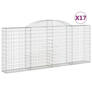 vidaXL Coșuri gabion arcuite 17 buc, 300x30x120/140 cm fier galvanizat