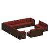 vidaXL Set mobilier de grădină cu perne, 13 piese, maro, poliratan
