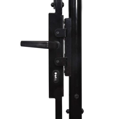 vidaXL Poartă de gard cu o ușă, vârf arcuit, negru, 1 x 1,2 m, oțel