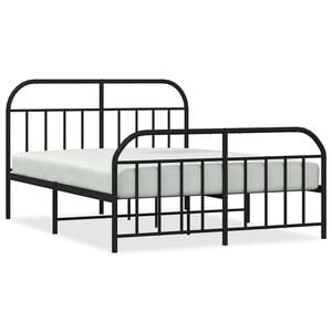 vidaXL Cadru pat metalic cu tăblie de cap/picioare, negru, 140x190 cm