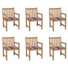 vidaXL Scaune grădină cu perne, 6 buc, roșu, carouri, lemn masiv tec