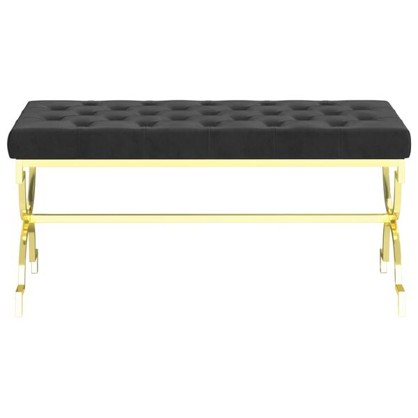vidaXL Bancă, negru, 99 cm, catifea și oțel inoxidabil