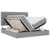 vidaXL Pat cu LED și saltea Gri deschis 200 x 200 cm Țesătură