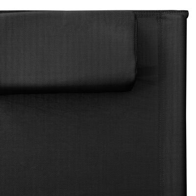 vidaXL Șezlonguri, 2 buc., negru și gri, textilenă