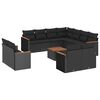 vidaXL Set canapele de grădină, 12 piese, cu perne, negru, poliratan